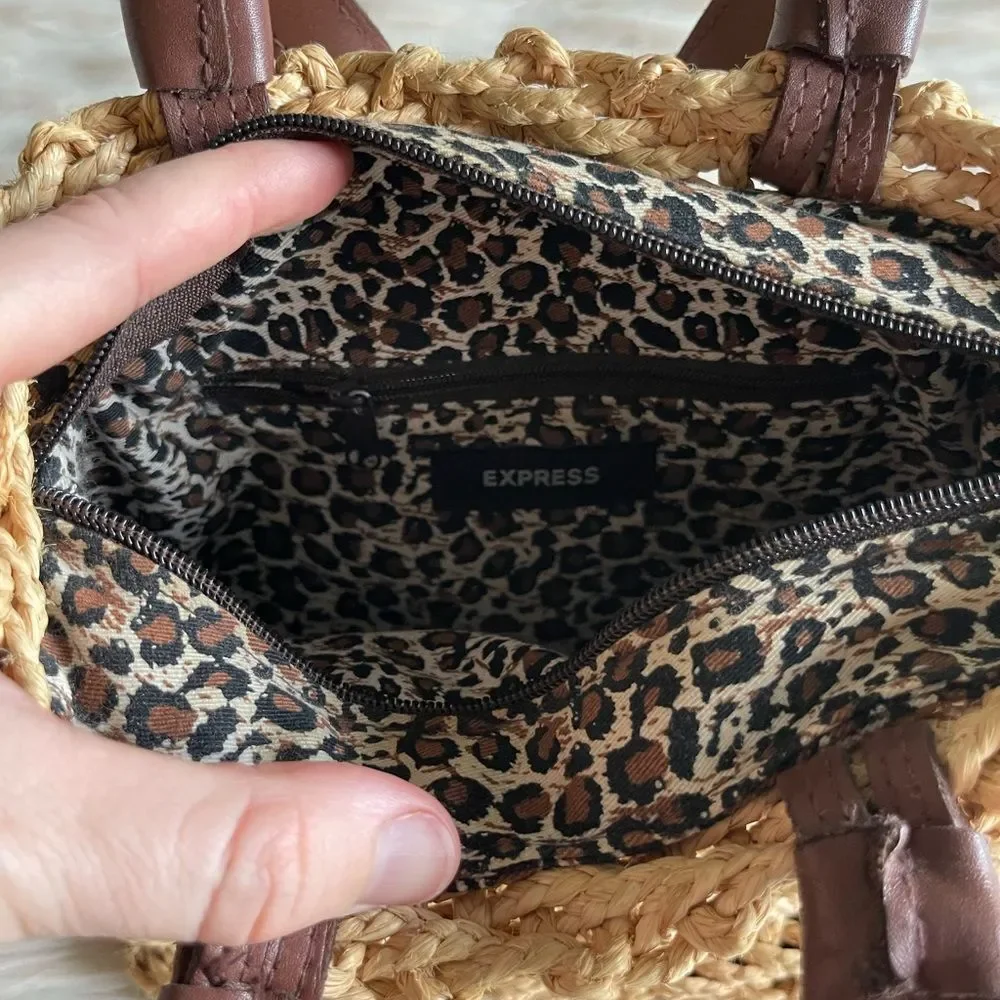 Express Y2K Straw Mini Handbag with Leather Straps
